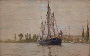 Claude Monet Chasse-maree at anchor France oil painting artist